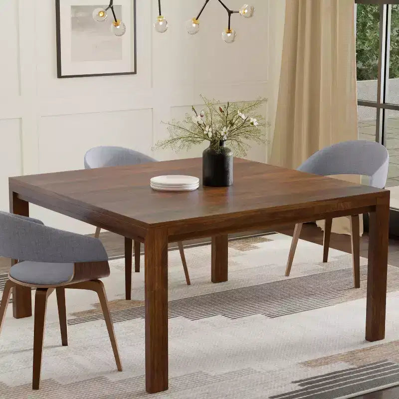 Table à manger carrée de style transitionnel Saige de 54 po x 54 po