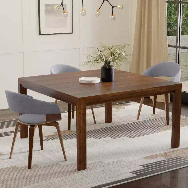 Table à manger carrée de style transitionnel Saige de 54 po x 54 po