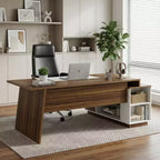 MAYEERTY 70.5 L-Shaped Executive Desk, Home Office Computer Desk with Cabinet