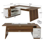 MAYEERTY Bureau de direction en L de 70,5 L, Bureau d'ordinateur de maison avec armoire