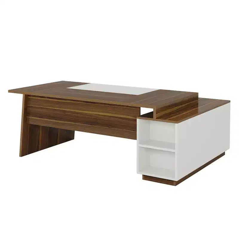 MAYEERTY Bureau de direction en L de 70,5 L, Bureau d'ordinateur de maison avec armoire