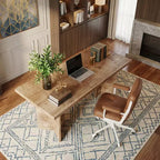 MAYEERTY 63 Bureau de Direction en Bois Style Ferme, Bureau à Domicile avec Grand Plateau