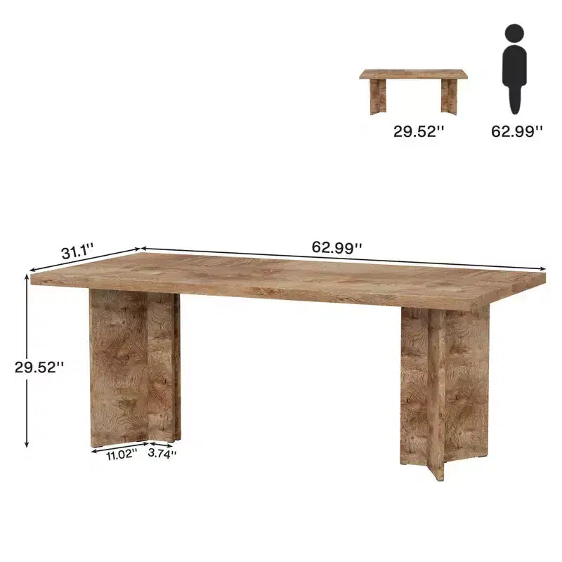 MAYEERTY 63 Bureau de Direction en Bois Style Ferme, Bureau à Domicile avec Grand Plateau