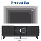 Meuble TV noir moderne de 63 pouces avec prises de courant, étagère réglable, console de centre de divertissement spacieuse pour salon ou chambre à coucher
