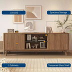 Meuble TV noir moderne de 63 pouces avec prises de courant, étagère réglable, console de centre de divertissement spacieuse pour salon ou chambre à coucher