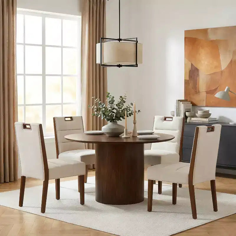 Christopher Knight Home Inho Chaises de salle à manger sans accoudoirs rembourrées en bois d'hévéa moderne (Lot de 4)
