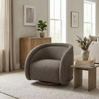 Fauteuil pivotant moderne Sabbo en bouclette avec base en bois massif Christopher Knight Home