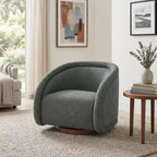 Fauteuil pivotant moderne Sabbo en bouclette avec base en bois massif Christopher Knight Home