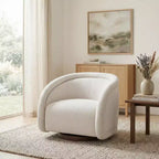 Fauteuil pivotant moderne Sabbo en bouclette avec base en bois massif Christopher Knight Home