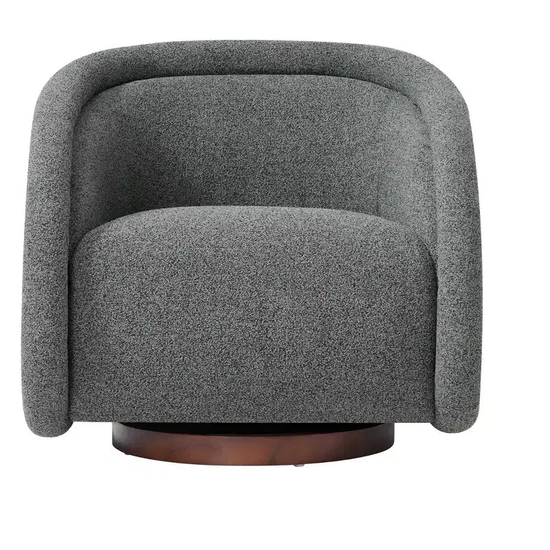 Fauteuil pivotant moderne Sabbo en bouclette avec base en bois massif Christopher Knight Home