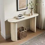 Console moderne Table d'entrée Table d'appoint de canapé Table d'appoint minimaliste avec bord arrondi et motif marbre Faux MARS - ModernLuxe