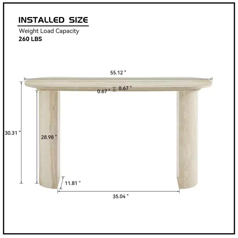 Console moderne Table d'entrée Table d'appoint de canapé Table d'appoint minimaliste avec bord arrondi et motif marbre Faux MARS - ModernLuxe