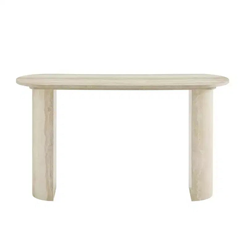 Console moderne Table d'entrée Table d'appoint de canapé Table d'appoint minimaliste avec bord arrondi et motif marbre Faux MARS - ModernLuxe