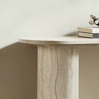 Console moderne Table d'entrée Table d'appoint de canapé Table d'appoint minimaliste avec bord arrondi et motif marbre Faux MARS - ModernLuxe