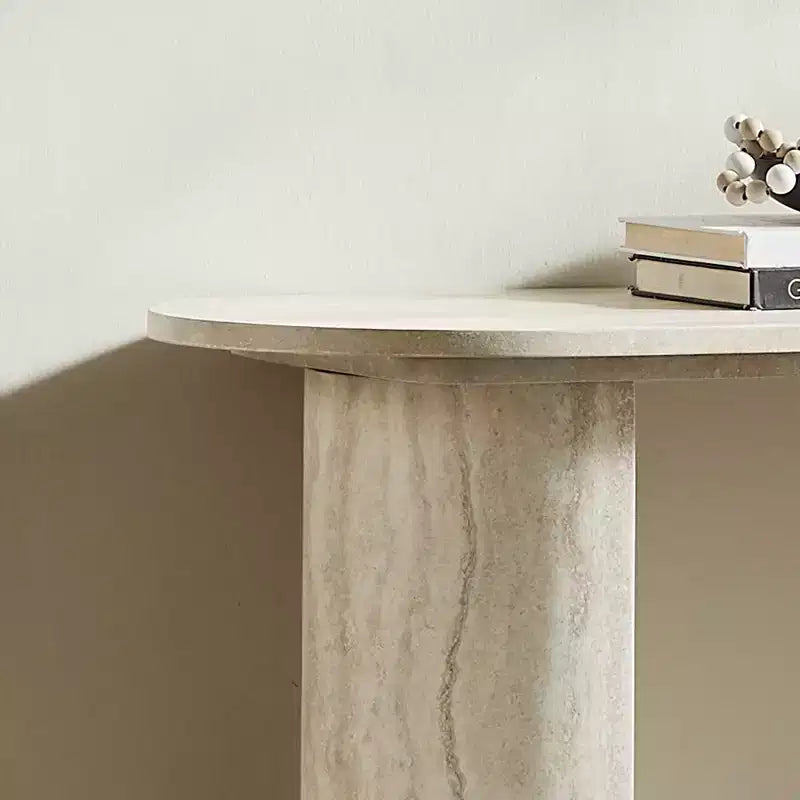 Console moderne Table d'entrée Table d'appoint de canapé Table d'appoint minimaliste avec bord arrondi et motif marbre Faux MARS - ModernLuxe