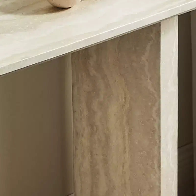 Console moderne Table d'entrée Table d'appoint de canapé Table d'appoint minimaliste avec bord arrondi et motif marbre Faux MARS - ModernLuxe