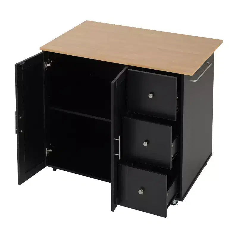 Chariot de cuisine roulant Christopher Knight Home Rulla avec rangement et 3 tiroirs, noir