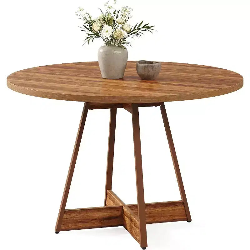 Table à manger ronde Lantine de 39 pouces pour 2-4 personnes, table de cuisine ronde de ferme, table à dîner en bois, petite table de bistrot pour restaurant, marron
