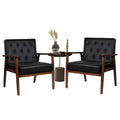 TYBOATLE Upholstered Mid Century Faux Leather Accent Chair, Button Tufted Arm Chair with Wood Frame for Living Room & Bedroom, Single or Set of 2