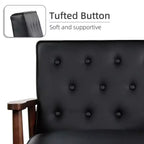 Fauteuil d'appoint en similicuir capitonné de style Mid-Century TYBOATLE, fauteuil à accoudoirs capitonné avec cadre en bois pour salon et chambre à coucher, à l'unité ou par lot de 2