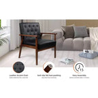 Fauteuil d'appoint en similicuir capitonné de style Mid-Century TYBOATLE, fauteuil à accoudoirs capitonné avec cadre en bois pour salon et chambre à coucher, à l'unité ou par lot de 2
