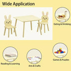 Ensemble Table et Chaises Etokfoks pour Enfants avec 2 Chaises Lapin Table d'Activité en Bois pour Tout-petits Design Animal pour Salle de Jeux Chambre Salle de Classe Crème Jaune