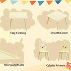 Ensemble Table et Chaises Etokfoks pour Enfants avec 2 Chaises Lapin Table d'Activité en Bois pour Tout-petits Design Animal pour Salle de Jeux Chambre Salle de Classe Crème Jaune