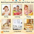 Ensemble Table et Chaises Etokfoks pour Enfants avec 2 Chaises Lapin Table d'Activité en Bois pour Tout-petits Design Animal pour Salle de Jeux Chambre Salle de Classe Crème Jaune