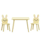 Ensemble Table et Chaises Etokfoks pour Enfants avec 2 Chaises Lapin Table d'Activité en Bois pour Tout-petits Design Animal pour Salle de Jeux Chambre Salle de Classe Crème Jaune