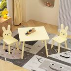 Ensemble Table et Chaises Etokfoks pour Enfants avec 2 Chaises Lapin Table d'Activité en Bois pour Tout-petits Design Animal pour Salle de Jeux Chambre Salle de Classe Crème Jaune
