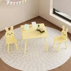 Ensemble Table et Chaises Etokfoks pour Enfants avec 2 Chaises Lapin Table d'Activité en Bois pour Tout-petits Design Animal pour Salle de Jeux Chambre Salle de Classe Crème Jaune