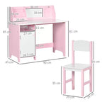 Etokfoks Ensemble bureau et chaise pour enfants avec tableau blanc Grand meuble de rangement pour l'art et les études 90x45x85 cm Rose