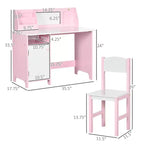 Etokfoks Ensemble bureau et chaise pour enfants avec tableau blanc Grand meuble de rangement pour l'art et les études 90x45x85 cm Rose