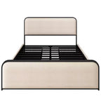 Lit double/King size plateforme en métal avec tête et pied de lit incurvés capitonnés, cadre de lit en métal robuste pour chambre à coucher