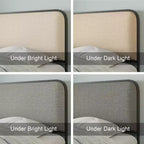 Lit double/King size plateforme en métal avec tête et pied de lit incurvés capitonnés, cadre de lit en métal robuste pour chambre à coucher