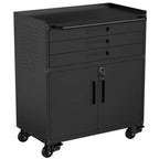 VIYET 34 Heavy-Duty Rolling Metal Tool Cabinet - 3-Drawer Garage Storage Organizer with Lockable Wheels, Black