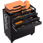 Meuble de rangement à roulettes en métal robuste VIYET 34 - Organisateur de garage à 3 tiroirs avec roues verrouillables, noir