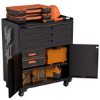 Meuble de rangement à roulettes en métal robuste VIYET 34 - Organisateur de garage à 3 tiroirs avec roues verrouillables, noir