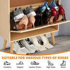 Meuble de rangement à chaussures mince avec portes - Organisateur étroit peu encombrant pour entrée, placard et chambre à coucher, Étagère à chaussures moderne en rotin