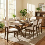 Ensemble de salle à manger 7 pièces Paulina de Christopher Knight Home, en bois d'hévéa de style fermier avec chaises rembourrées