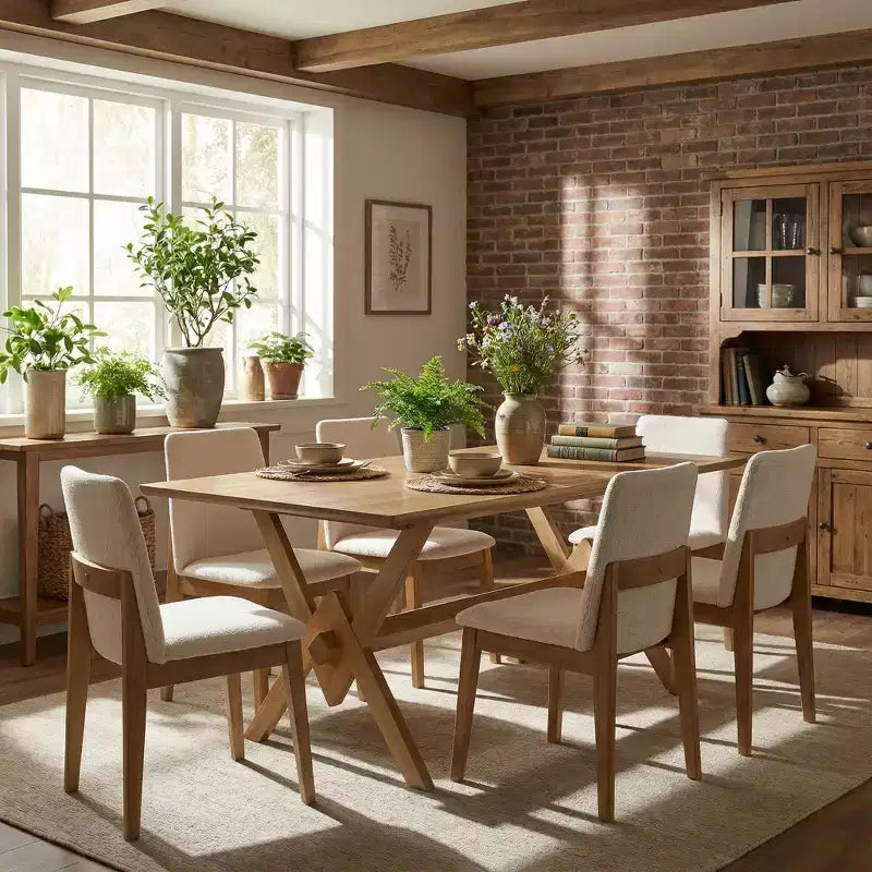 Ensemble de salle à manger 7 pièces Paulina de Christopher Knight Home, en bois d'hévéa de style fermier avec chaises rembourrées
