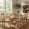 Christopher Knight Home Paulina 7 Piece Farmhouse Rubberwood Dining Set with Upholstered Chairs