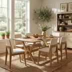 Christopher Knight Home Paulina 7 Piece Farmhouse Rubberwood Dining Set with Upholstered Chairs