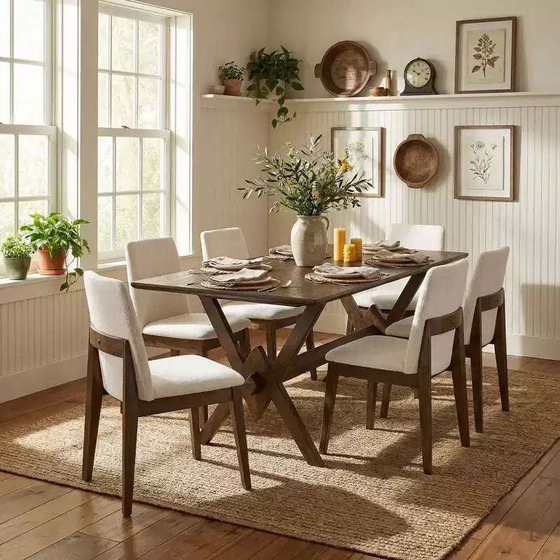 Ensemble de salle à manger 7 pièces Paulina de Christopher Knight Home, en bois d'hévéa de style fermier avec chaises rembourrées