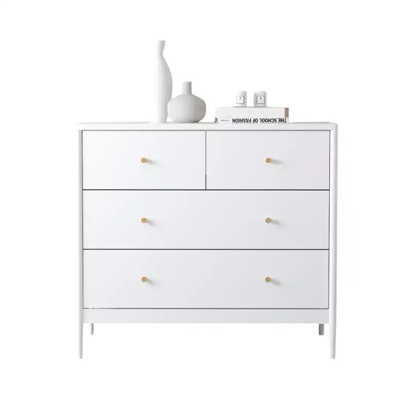 Commode 4 tiroirs pour enfants, meuble de rangement en bois pour chambre de bébé ou d'enfant, 90 cm de large, blanc