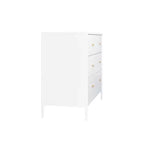 Commode 4 tiroirs pour enfants, meuble de rangement en bois pour chambre de bébé ou d'enfant, 90 cm de large, blanc