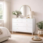 Commode 4 tiroirs pour enfants, meuble de rangement en bois pour chambre de bébé ou d'enfant, 90 cm de large, blanc