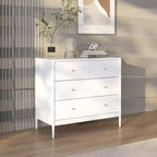 Commode 4 tiroirs pour enfants, meuble de rangement en bois pour chambre de bébé ou d'enfant, 90 cm de large, blanc
