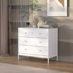 Commode 4 tiroirs pour enfants, meuble de rangement en bois pour chambre de bébé ou d'enfant, 90 cm de large, blanc