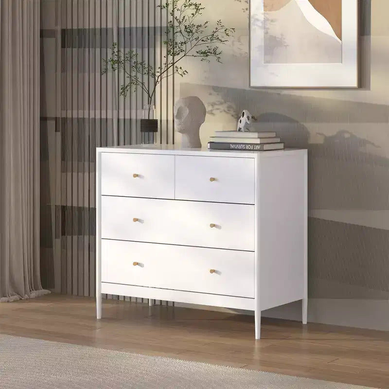 Commode 4 tiroirs pour enfants, meuble de rangement en bois pour chambre de bébé ou d'enfant, 90 cm de large, blanc
